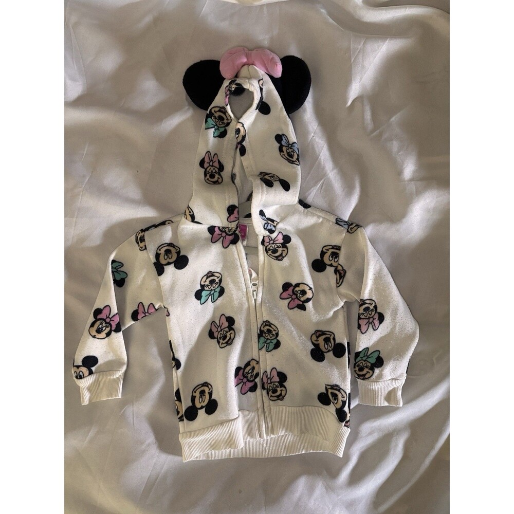 Disney Baby Girl's 3T Long-Sleeved Full Zip Minnie Mouse Quilted Hoodie